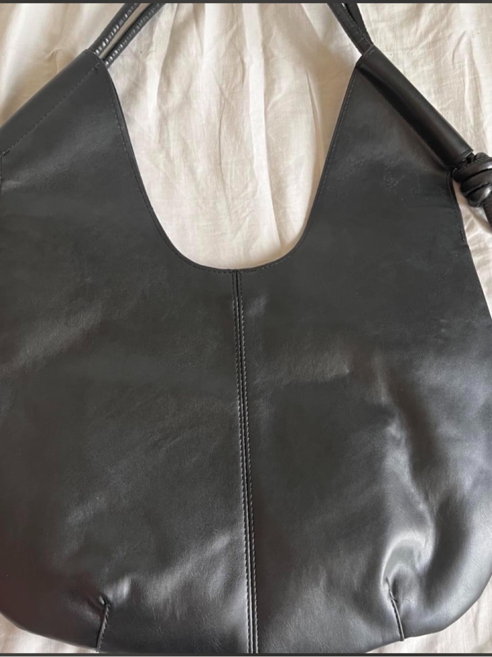 Black Leather Shoulder Hobo Bag